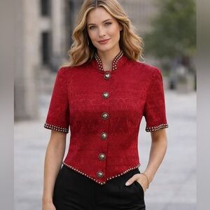 Vintage Double D Ranch Red Studded Western Bolero Jacket Cropped Blazer